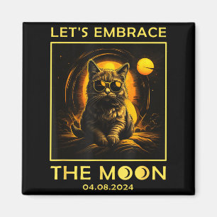Íman Gato 2024 Eclipse Total do Sol Abraço Lua Gato Eng
