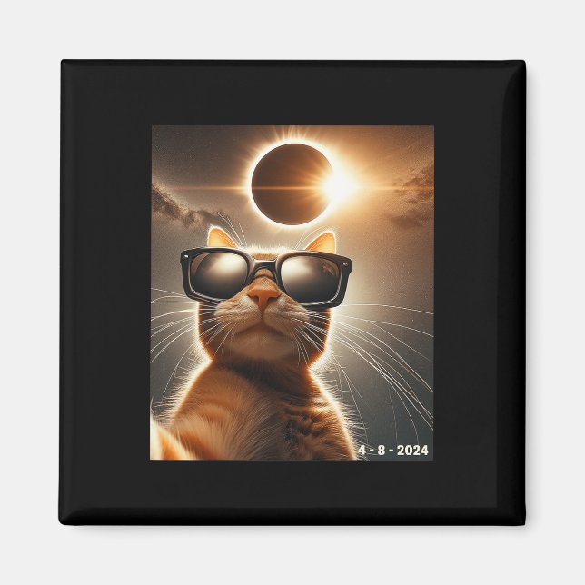Íman Gato A Tomar Uma Selfie Com O Solar 2024 Eclipse W (Frente)