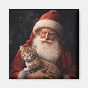 Íman Gato Abissínio com Natal Festivo do Papai Noel