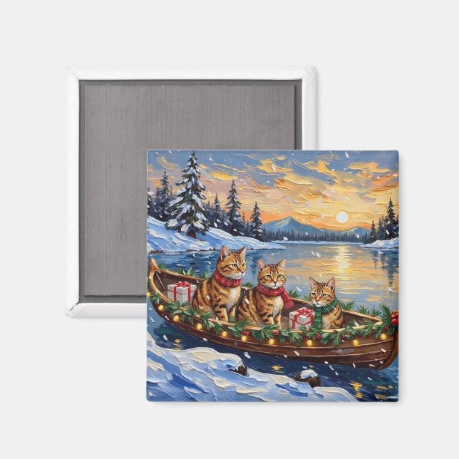 Íman Gato Abissínio Natal Barco Feriado (Front/Back)