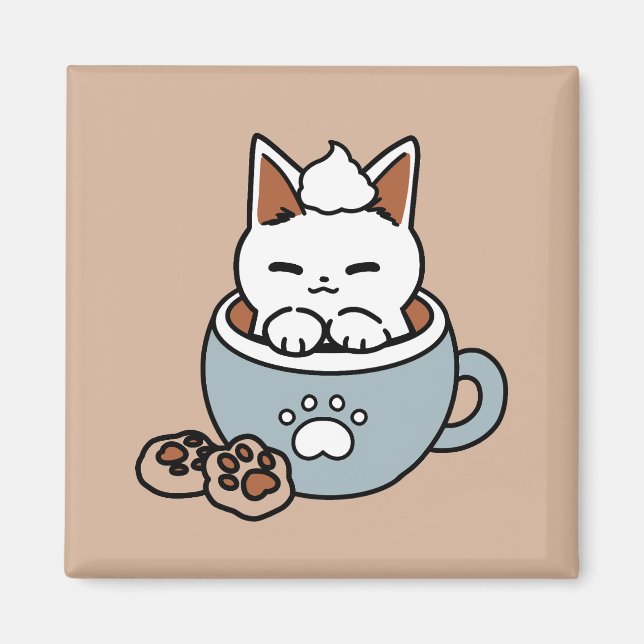 Íman Gato Adorável no Design de Férias de Mug - Gato e  (Frente)