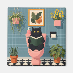 Íman Gato Amante de Livros Fofo Arte de Banheiro