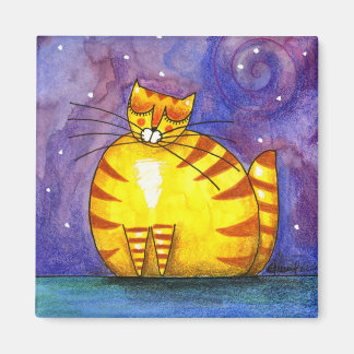 Íman Gato Amarelo Gordo Grande - Magneta