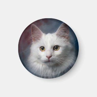 Íman Gato Angorá Turco Branco Azul Vermelho