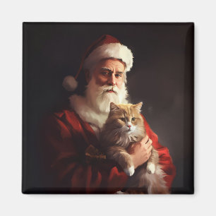 Íman Gato Angorá Turco Papai Noel Festivo Natal