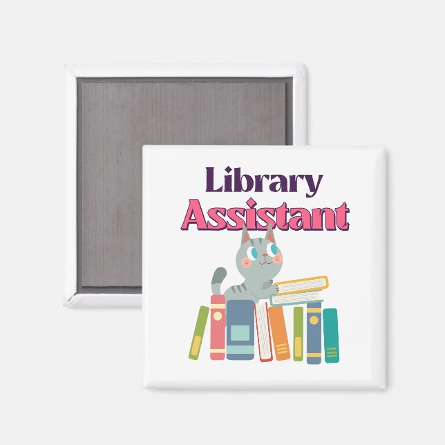 Íman Gato Assistente de Biblioteca (Front/Back)