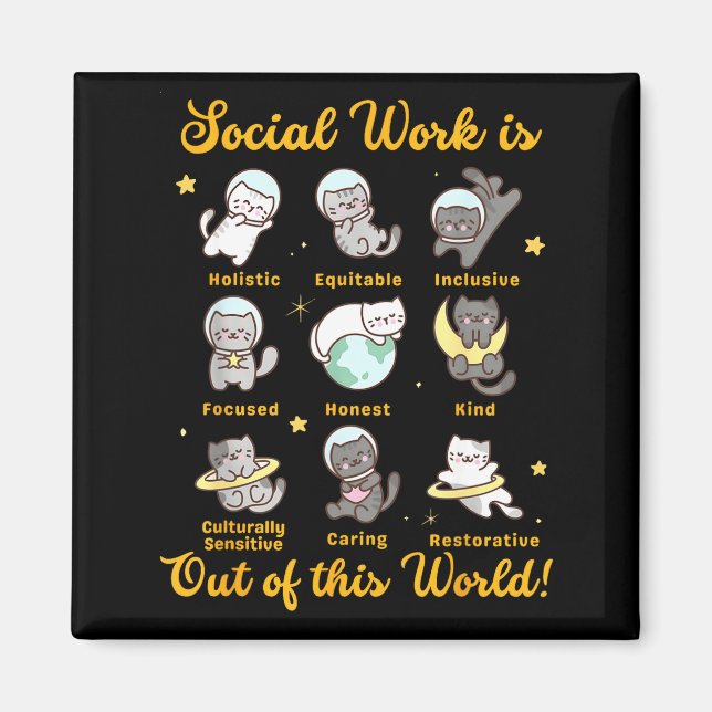 Íman Gato assistente social ditado engraçado gatos meme (Frente)
