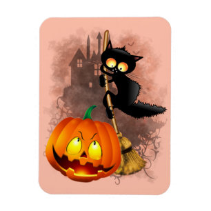Íman Gato assustado com o personagem do Dia das Bruxas 