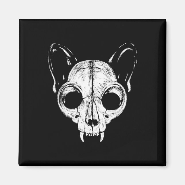 Íman Gato Assustador Gato Pele Felina Esqueleto Hallowe (Frente)