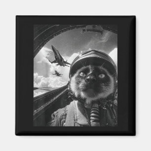 Íman Gato Avião Fofo Jato Piloto Selfie Siamesa Caça