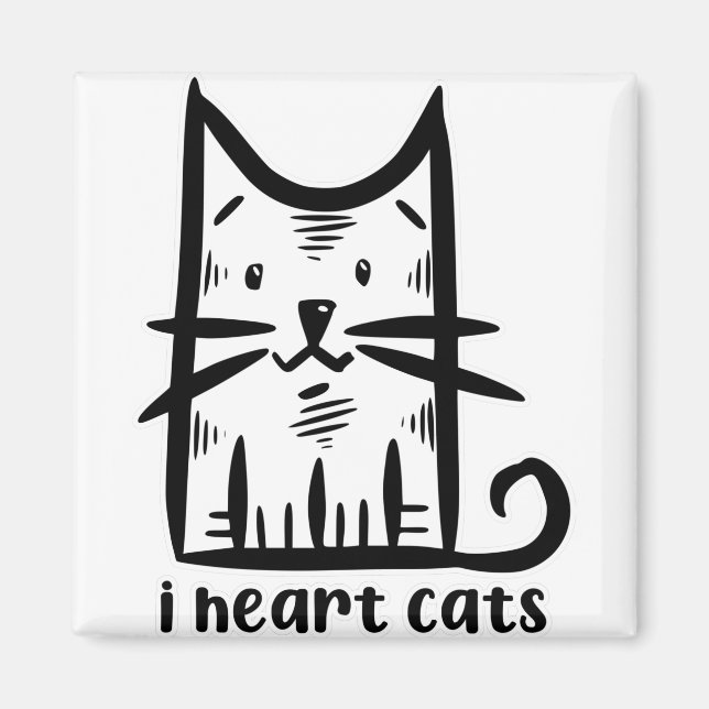 Íman Gato Bigodes, eu amo gatos (Frente)