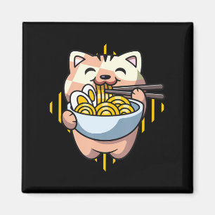 Íman gato boba come ramen anime kawaii neko bebendo