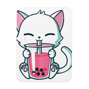 Íman Gato Boba Tea Refrigerator Magnet