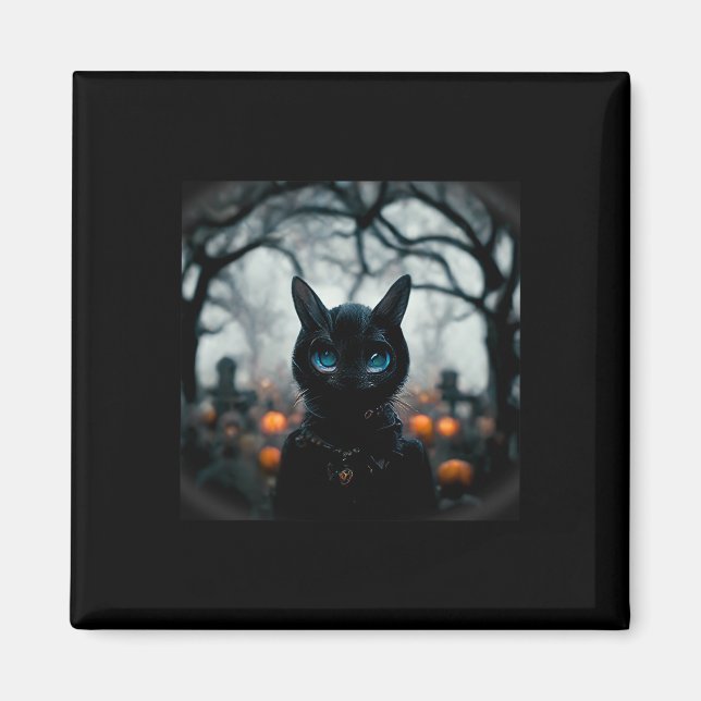 Íman Gato Bonito De Gato Para O Halloween (Frente)