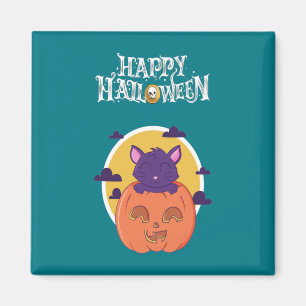Íman Gato Bonito de Halloween - Feliz Halloween