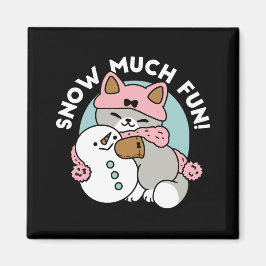Íman Gato Bonito em Neve Gear com Arte Snowman