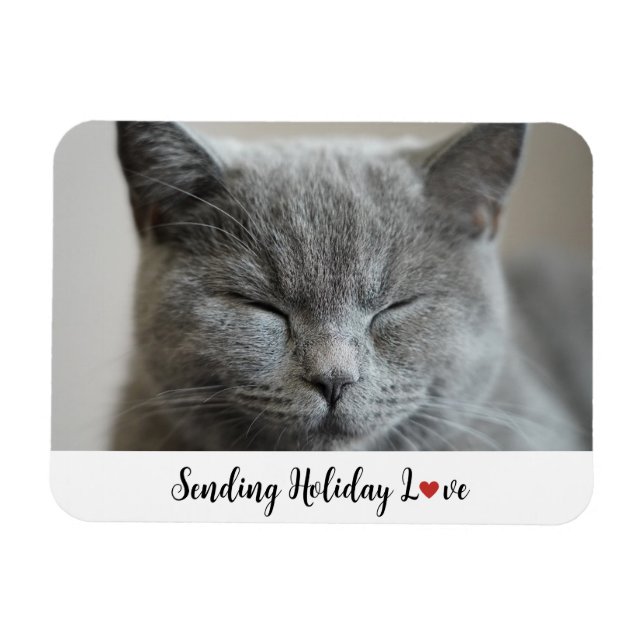 Íman Gato Bonito Enviando Amor Feriado (Horizontal)