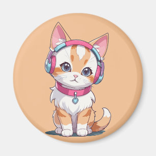 Íman Gato Bonito na Chic do Fone de Ouvido