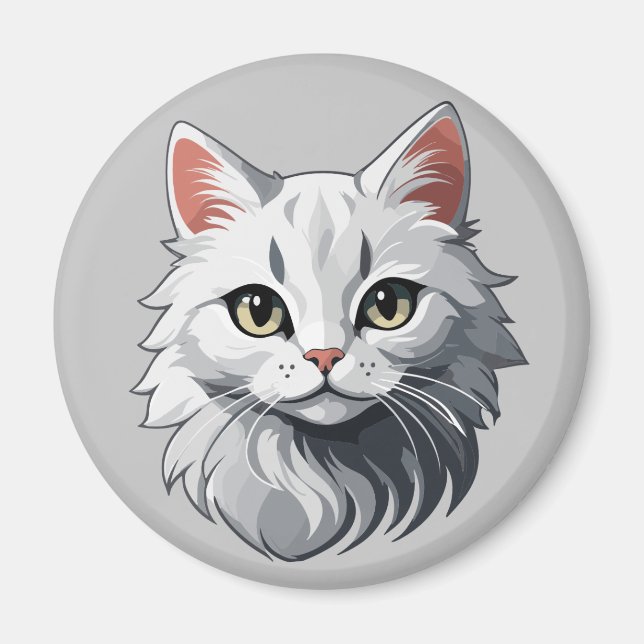 Íman Gato Branco Charmoso (Frente)