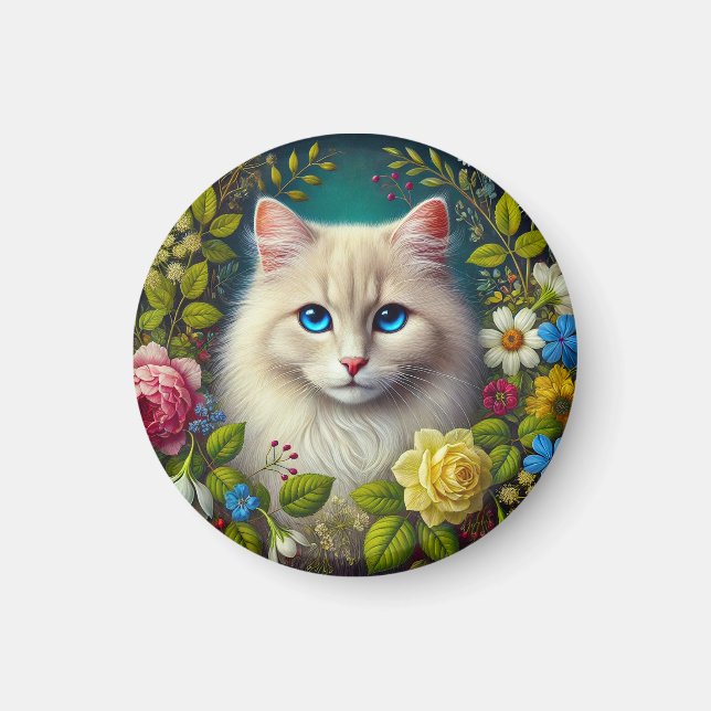 Íman Gato Branco Com Olhos Azuis (Frente)