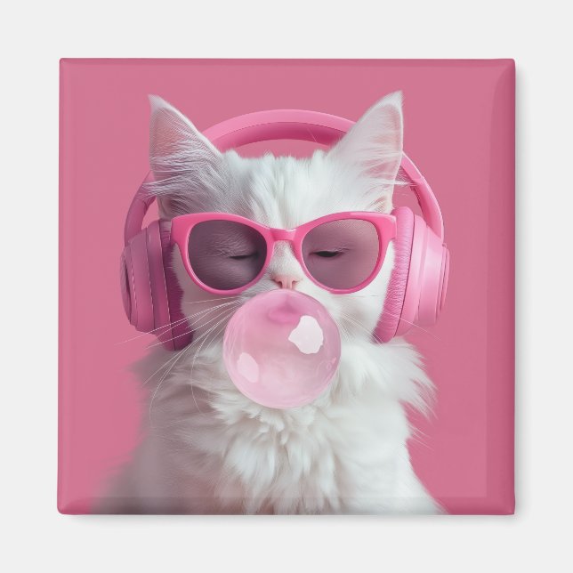 Íman Gato Branco Fofo - Personalizado (Frente)