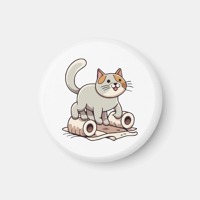Íman Gato Brincando com Papel Higiênico (Frente)