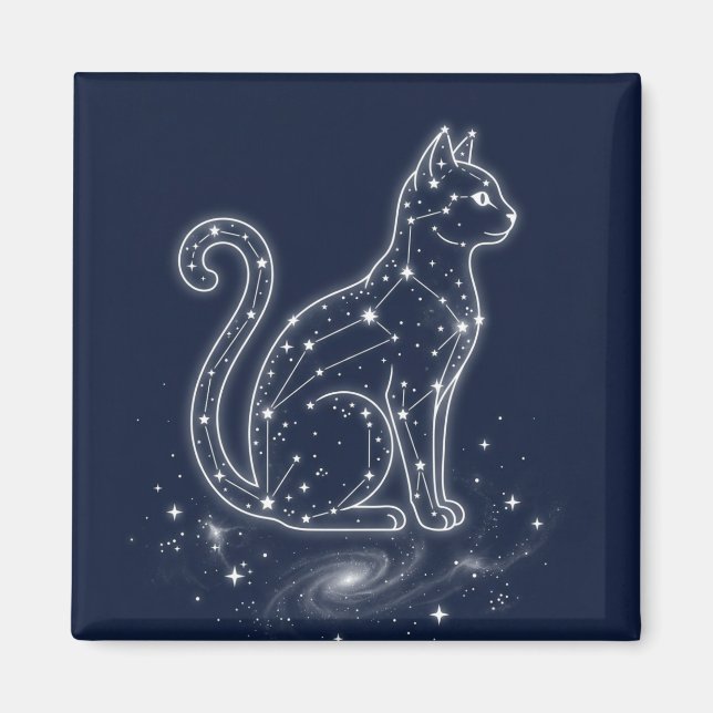 Íman Gato Celestial Constelação Céu Noturno Estrelado G (Frente)