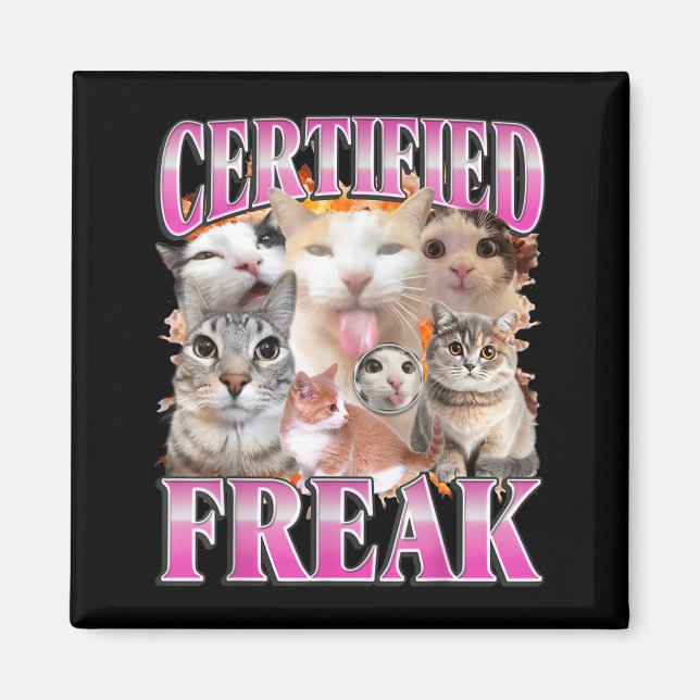 Íman Gato certificado gráfico de contrabando engraçado  (Frente)