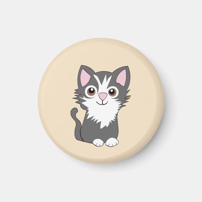 Íman Gato cinza e branco (Frente)
