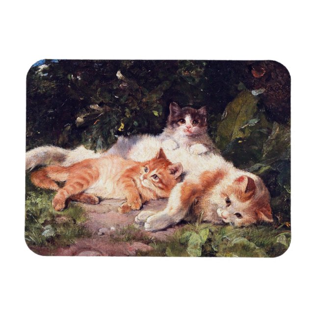 Íman Gato com Gatinhos de Arte Bela (Horizontal)