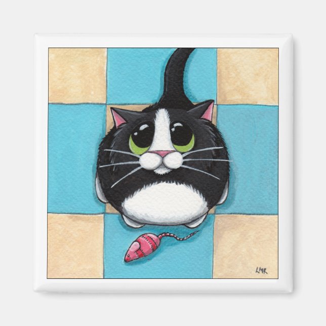 Íman Gato com Magneta de Rato de Brinquedo (Frente)