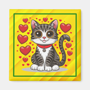 Íman Gato com Símbolos de Amor Clipart-85245
