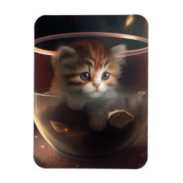 Íman gato com um ímã fotográfico flexível teacup transp