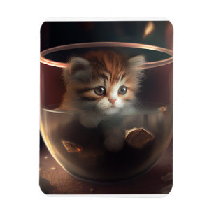 Íman gato com uma foto flexível do teacup transparente