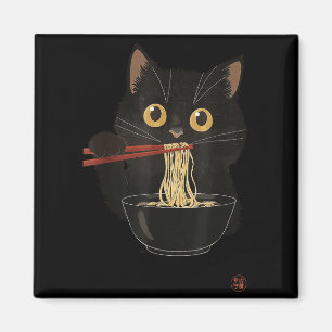 Íman Gato Comendo Ramen Engraçado Japonês Kawaii Gato A