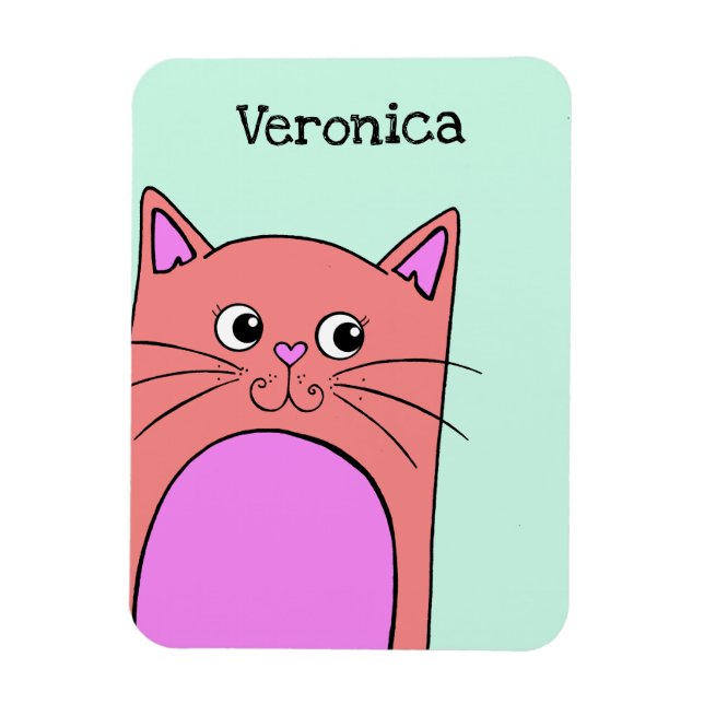 Íman Gato Cor-de-Rosa Bonito Personalizado (Vertical)