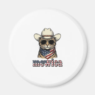 Íman Gato Cowboy Patriótico Mewica Design Vetorial Vint