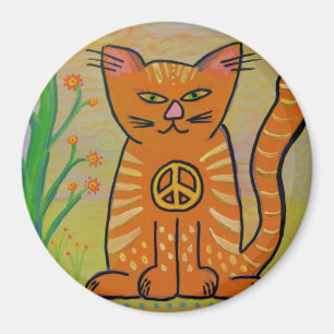 Íman Gato da paz com flores