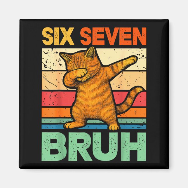 Íman Gato Dabbing Bruh 67 Meme 6 7 Seis Sete  (Frente)