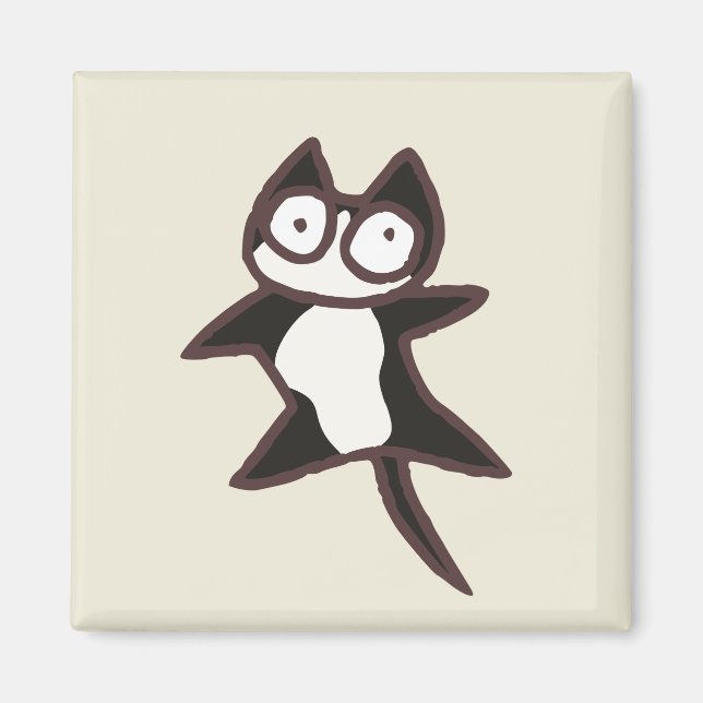 Íman Gato de bicolor preto e branco (Frente)