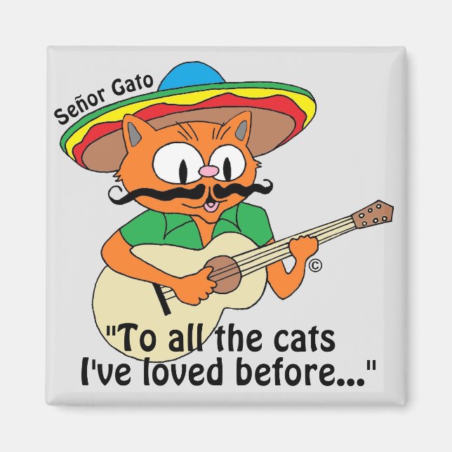 Íman Gato de Cartoon do Senhor Gato tocando guitarra ca (Frente)