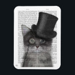 Íman Gato de cinza com Chapéu Superior<br><div class="desc">Gato,  Cinza com Chapéu Superior por FabFunky. Possui um gato afiado vestindo um tofat divertido e um monóculo. | 191394D</div>