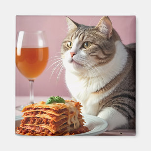 Íman Gato de Cinza cômoda com Lasagna e Vidro