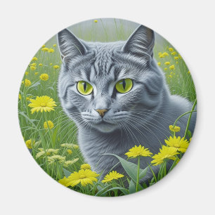 Íman Gato de Cinzas Bonitas com Olhos Amarelos Ai Art
