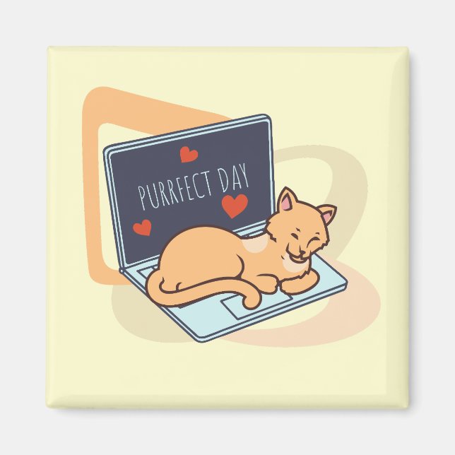 Íman Gato de computador adormecido bonito (Frente)
