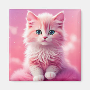 Íman Gato de Gatinho Rosa Fluffy-Bonito-Rosa-Brilhante