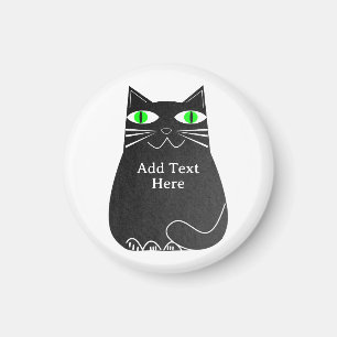 Íman Gato De Gordura Preto Com Texto Personalizado De O