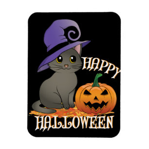 Íman Gato de Halloween com Pumpkin