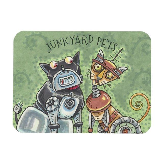 Íman Gato De Junkyard E MAGNET Robots De Cães *Personal (Horizontal)