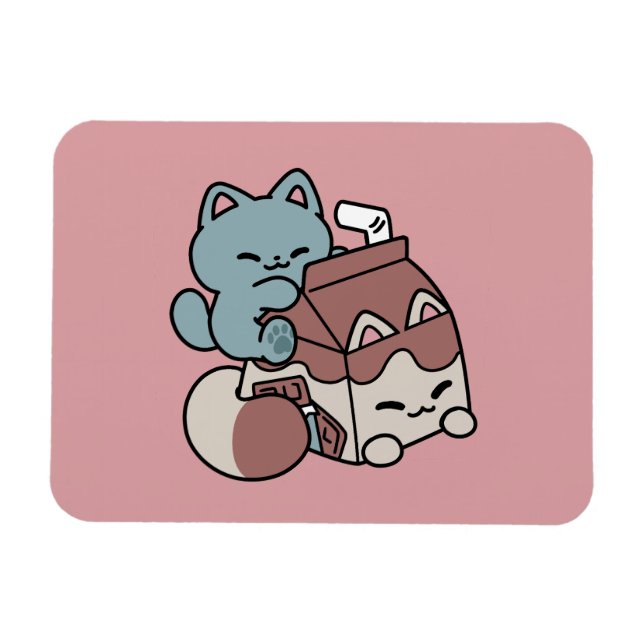 Íman Gato de Leite de Chocolate Kawaii – Bebida Aconche (Horizontal)